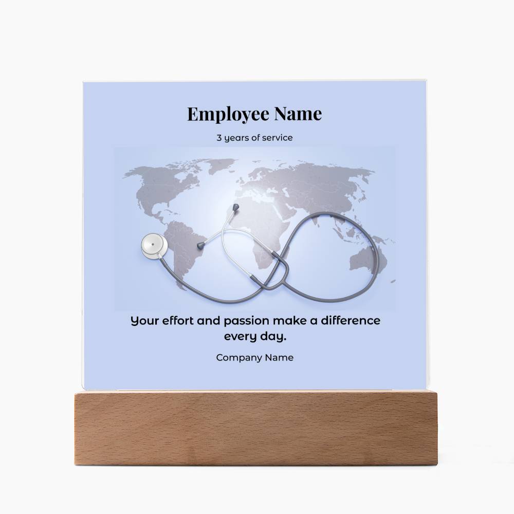 Acrylic Square Plaque -Employee Recognition 3 years