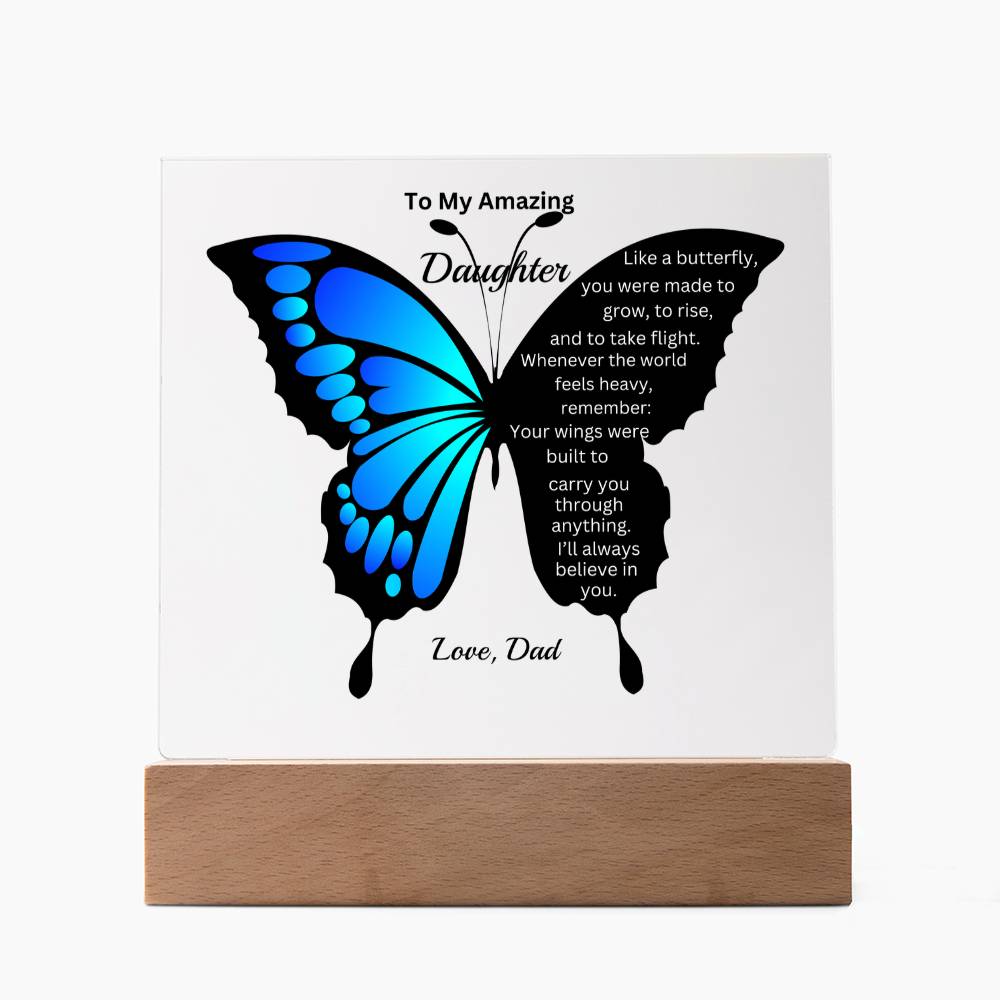 Blue Butterfly Acrylic Plaque – Daughter