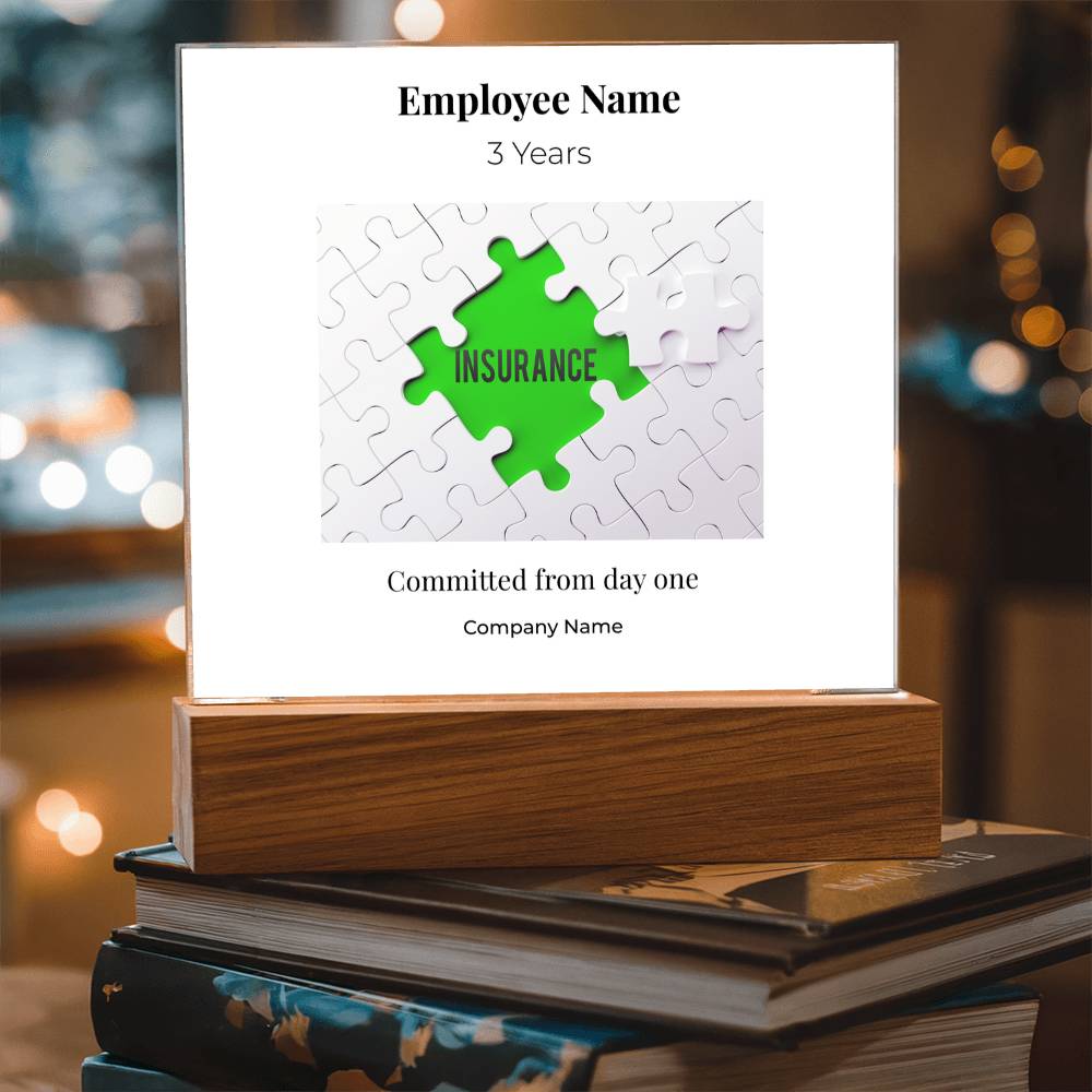 Acrylic Square Plaque -Employee Recognition 3years
