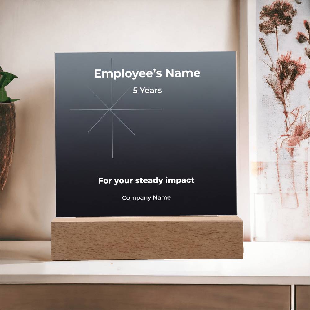 Acrylic Square Plaque-Employee Milestone 5 yrs