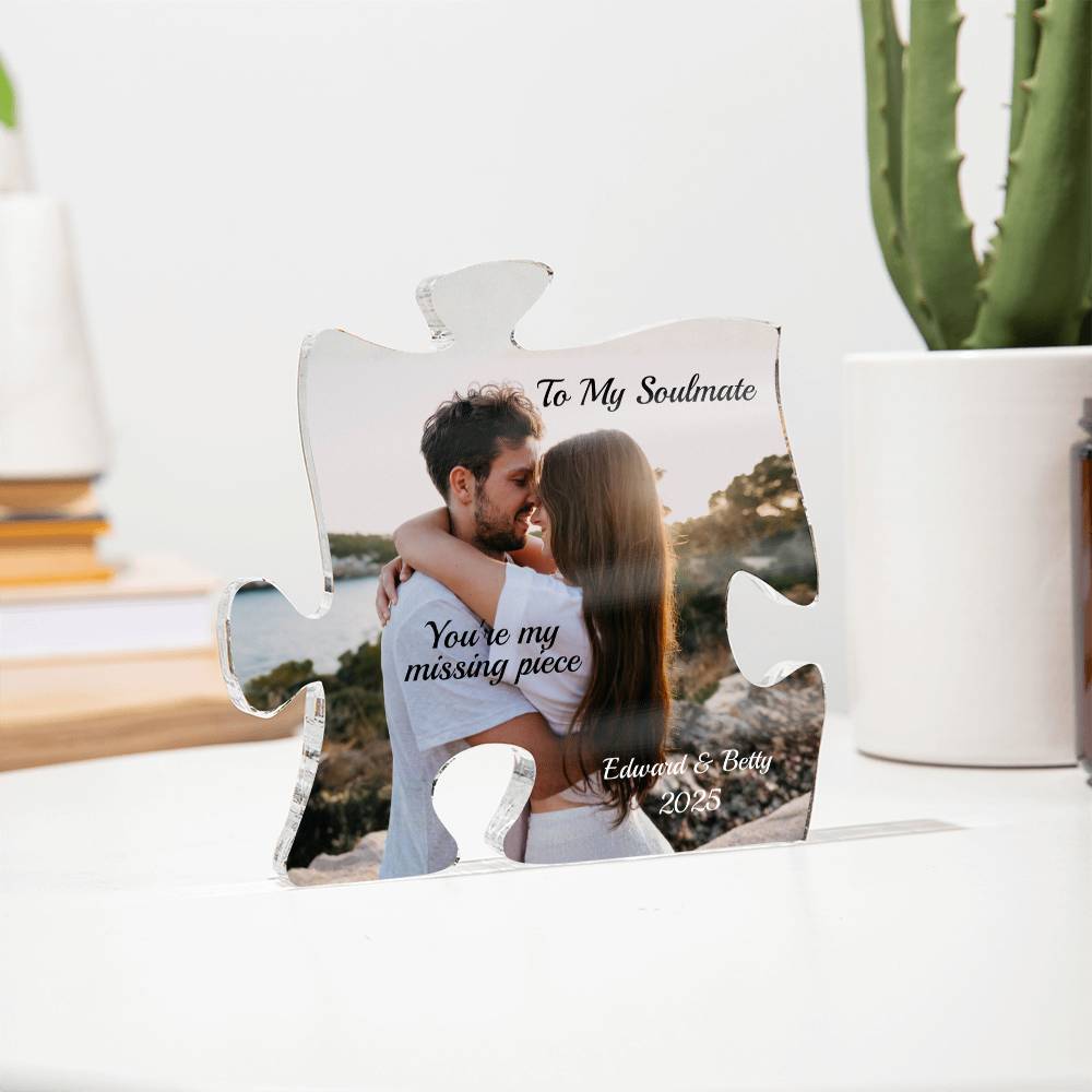 Acrylic Puzzle Plaque-Couple Personalized picture and names