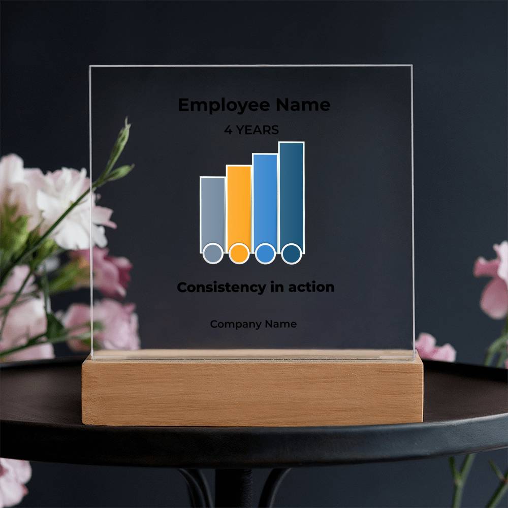 4-Year Employee Milestone Acrylic Plaque with LED Base