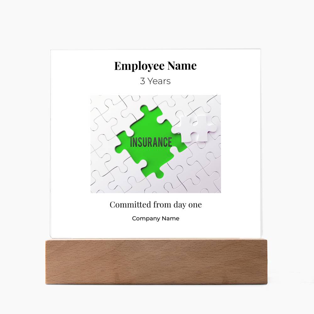 Acrylic Square Plaque -Employee Recognition 3years