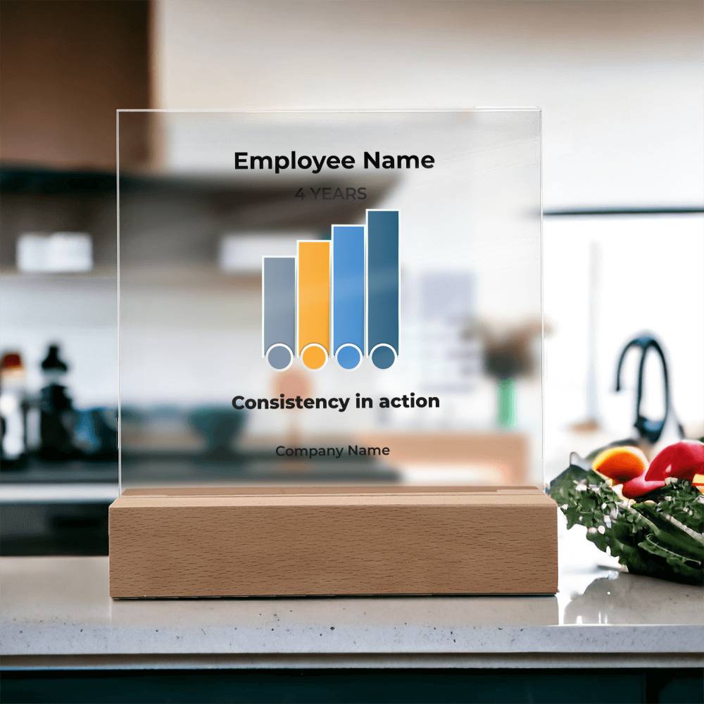 4-Year Employee Milestone Acrylic Plaque with LED Base