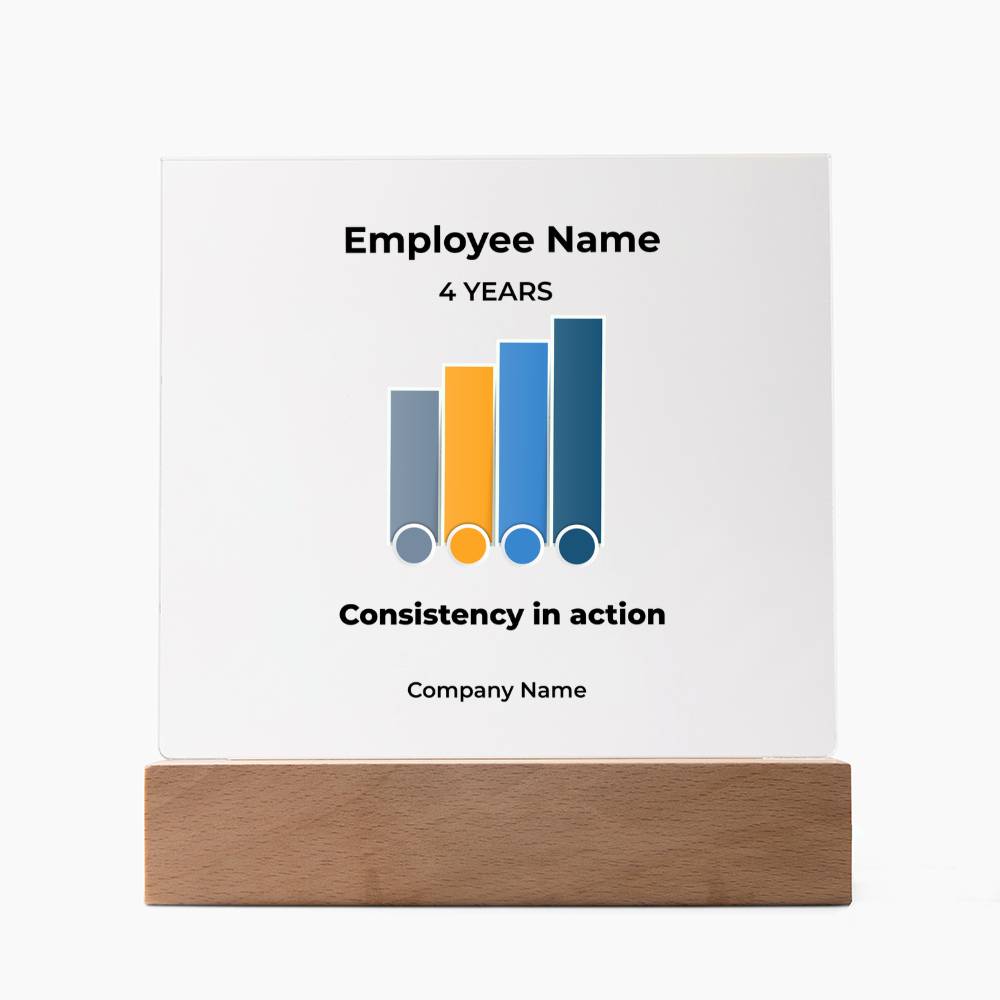 4-Year Employee Milestone Acrylic Plaque with LED Base