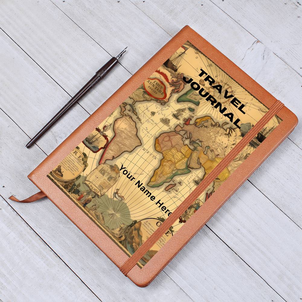 Graphic Leather Journal– Meaningful Travel Gift Journal-Map