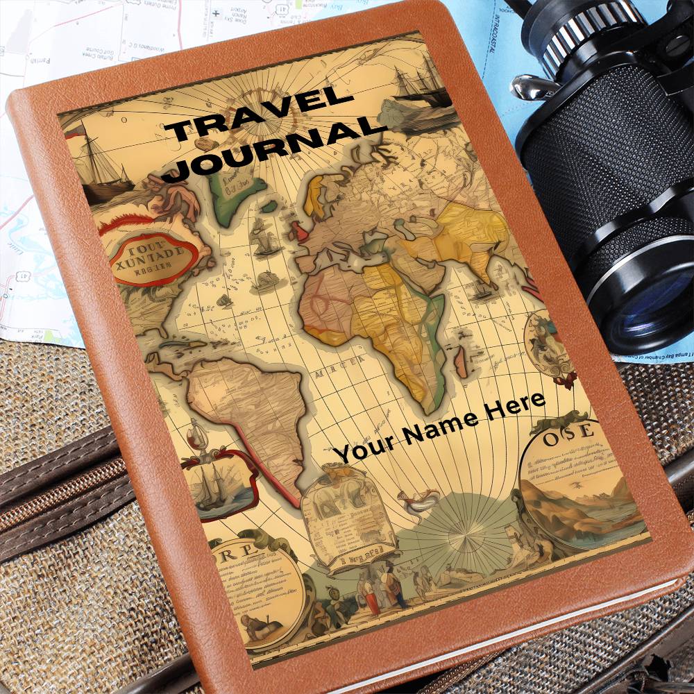 Graphic Leather Journal– Meaningful Travel Gift Journal-Map