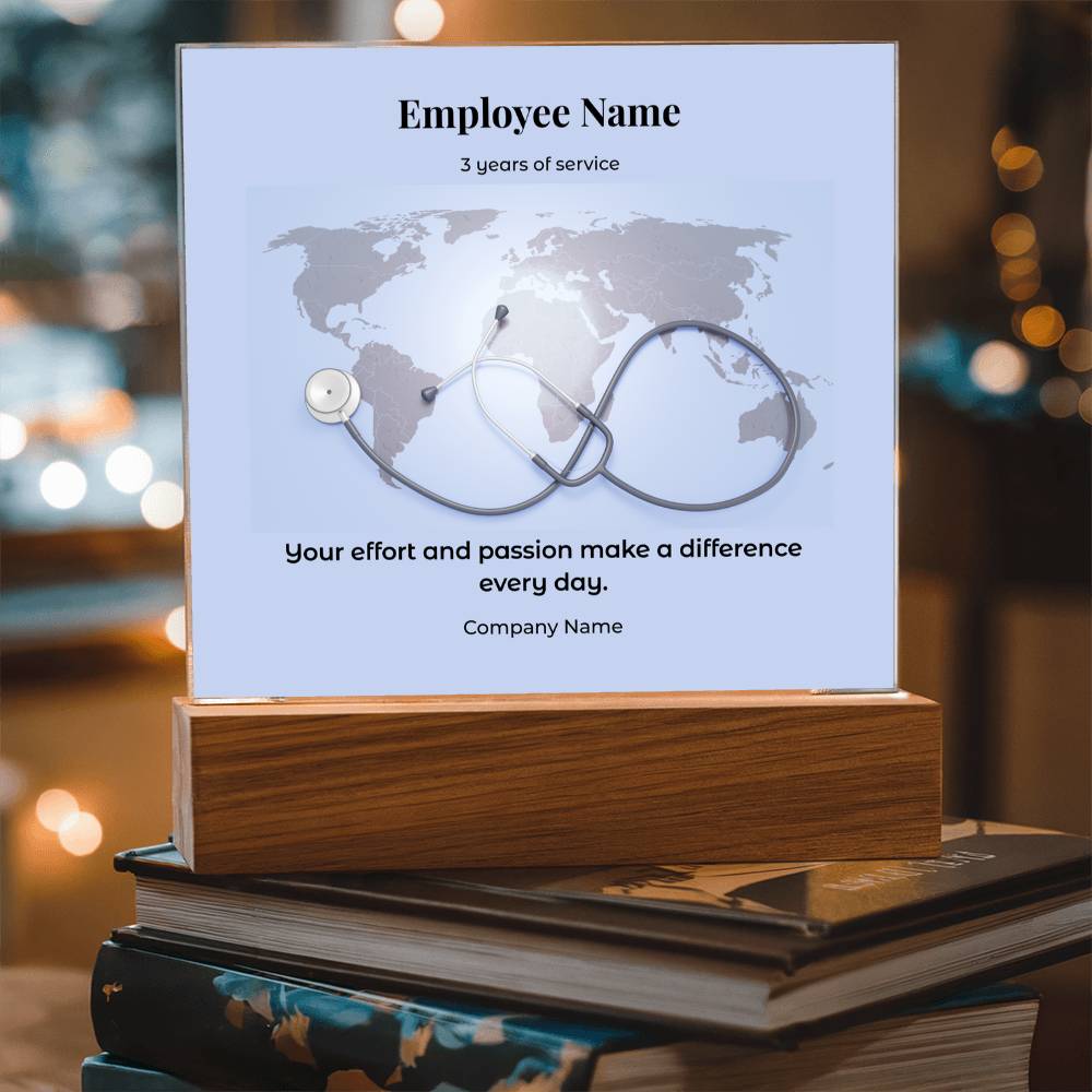 Acrylic Square Plaque -Employee Recognition 3 years