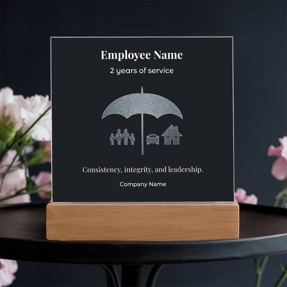 Acrylic Square Plaque -Employee Recognition 2 years