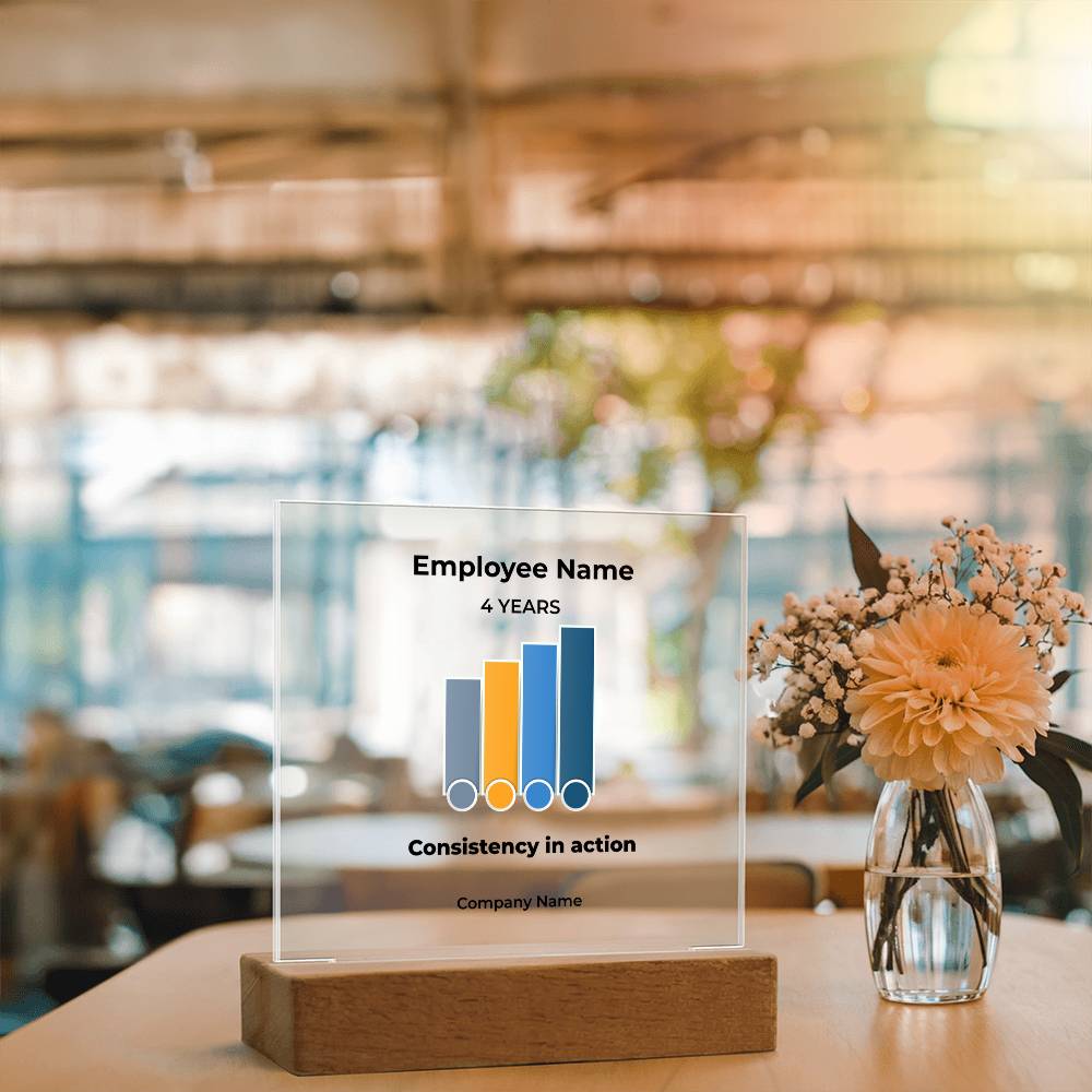 4-Year Employee Milestone Acrylic Plaque with LED Base