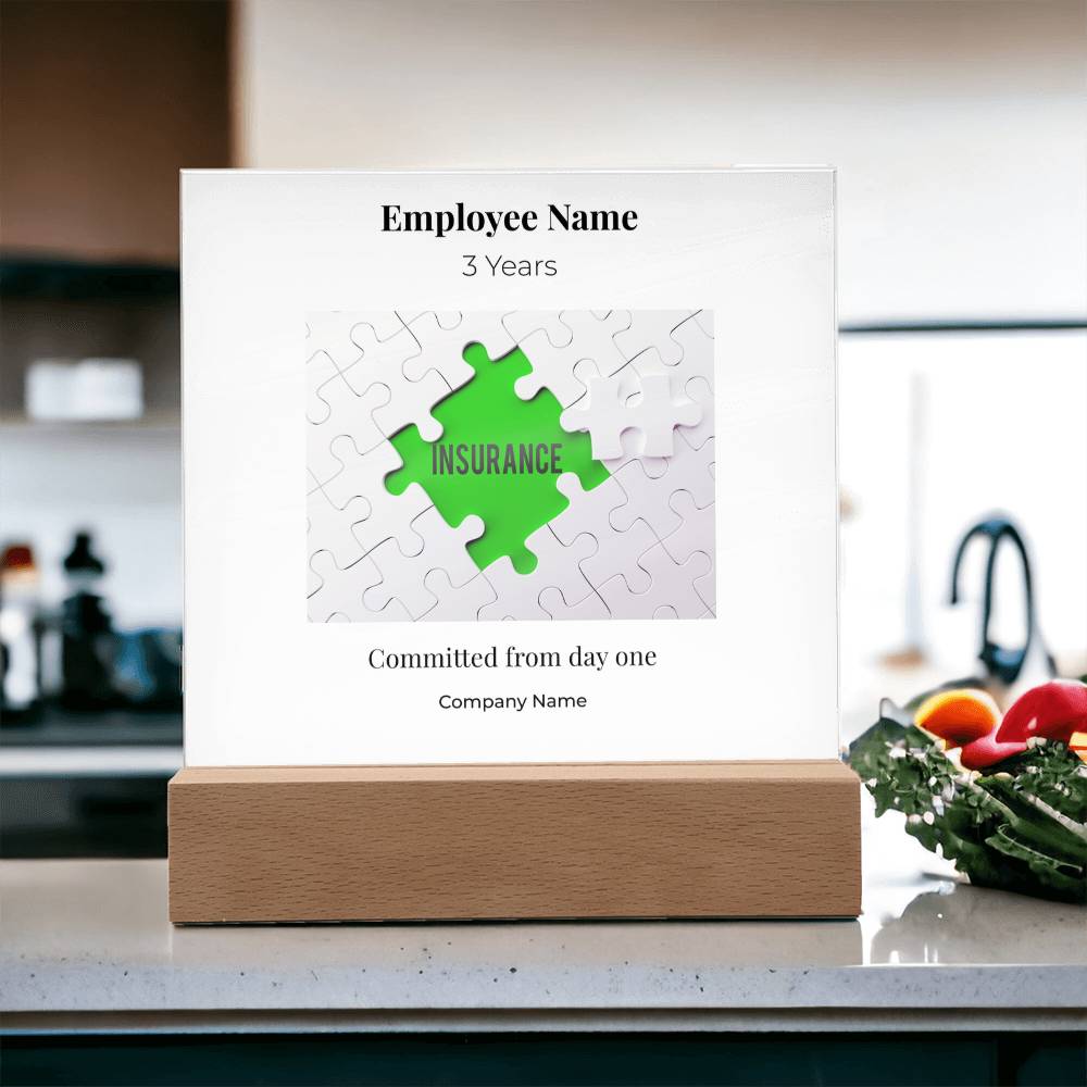 Acrylic Square Plaque -Employee Recognition 3years