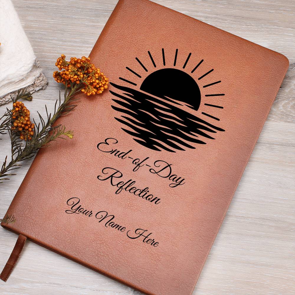 Graphic Leather Journal-Personalized Self Discovery-End Of Day