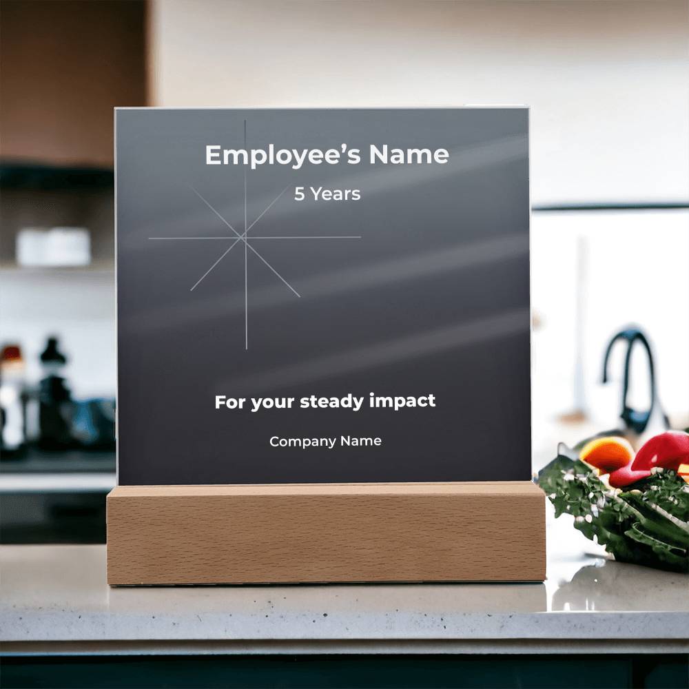 Acrylic Square Plaque-Employee Milestone 5 yrs