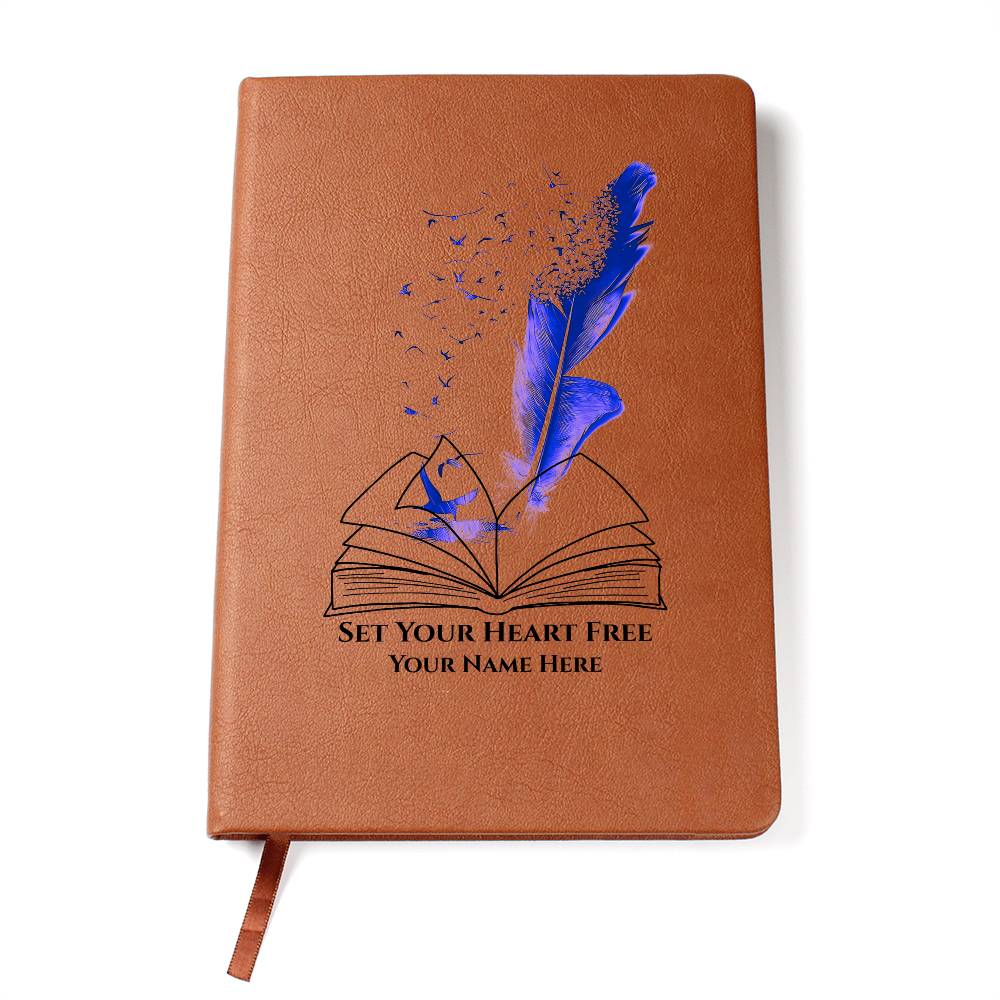 Graphic Leather Journal-Personalized Self Discovery- Blue Pen