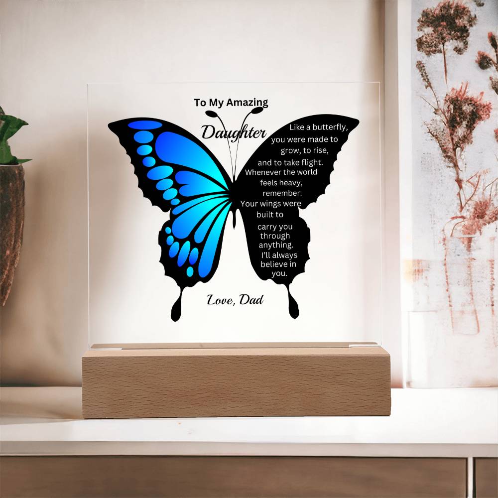 Blue Butterfly  Acrylic Plaque – Daughter