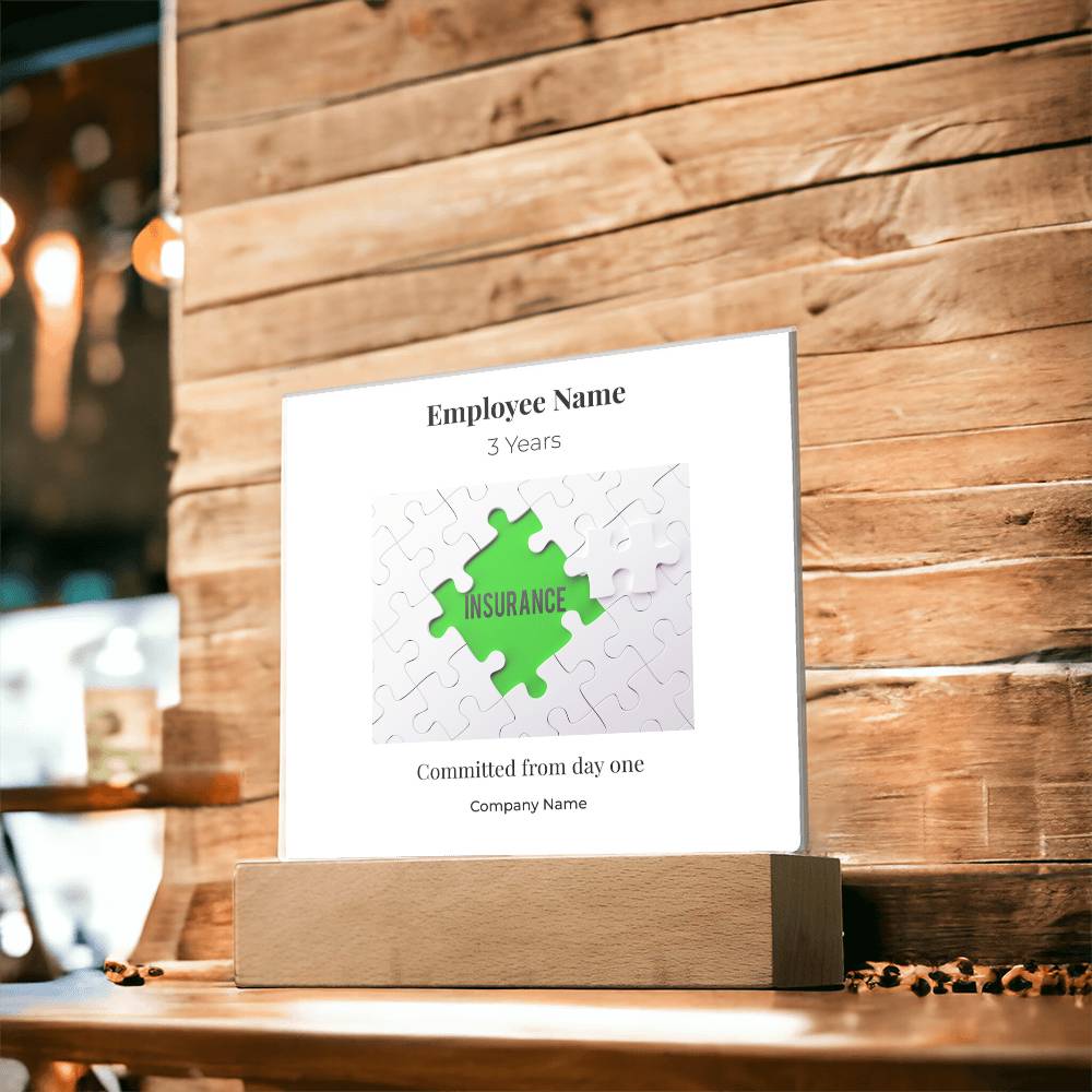 Acrylic Square Plaque -Employee Recognition 3years