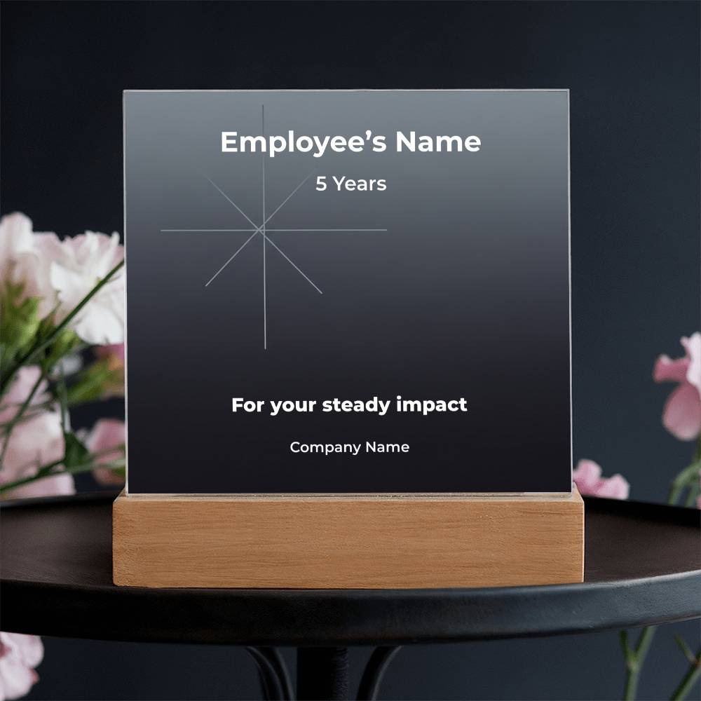 Acrylic Square Plaque-Employee Milestone 5 yrs