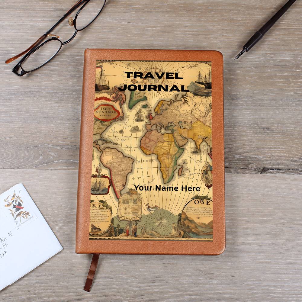 Graphic Leather Journal– Meaningful Travel Gift Journal-Map