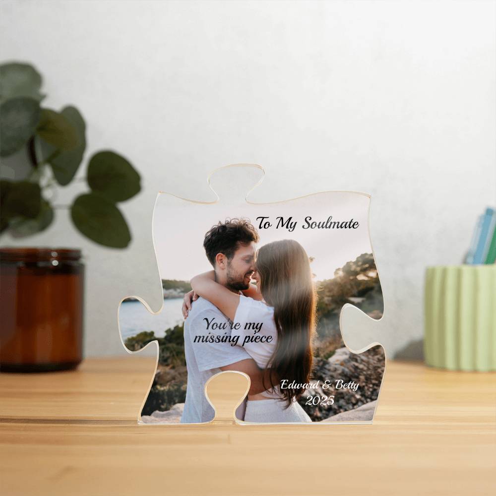 Acrylic Puzzle Plaque-Couple Personalized picture and names