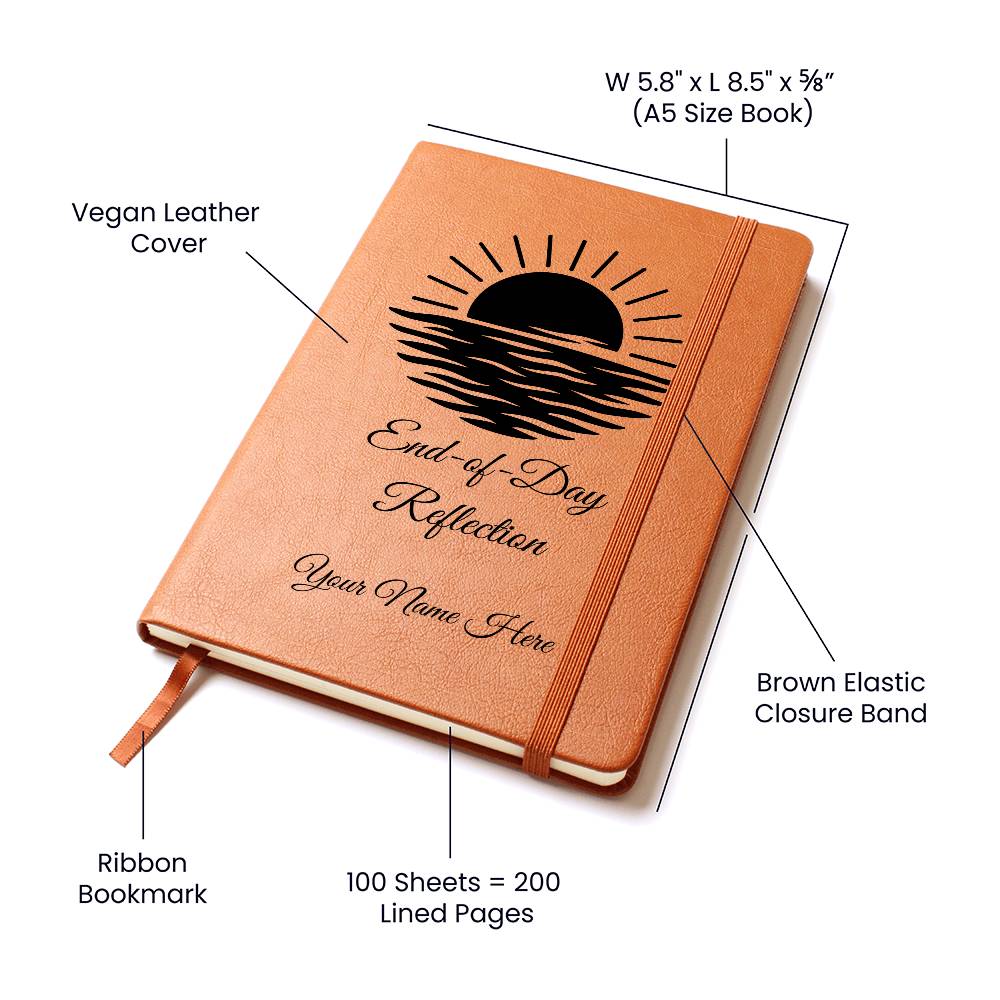 Graphic Leather Journal-Personalized Self Discovery-End Of Day