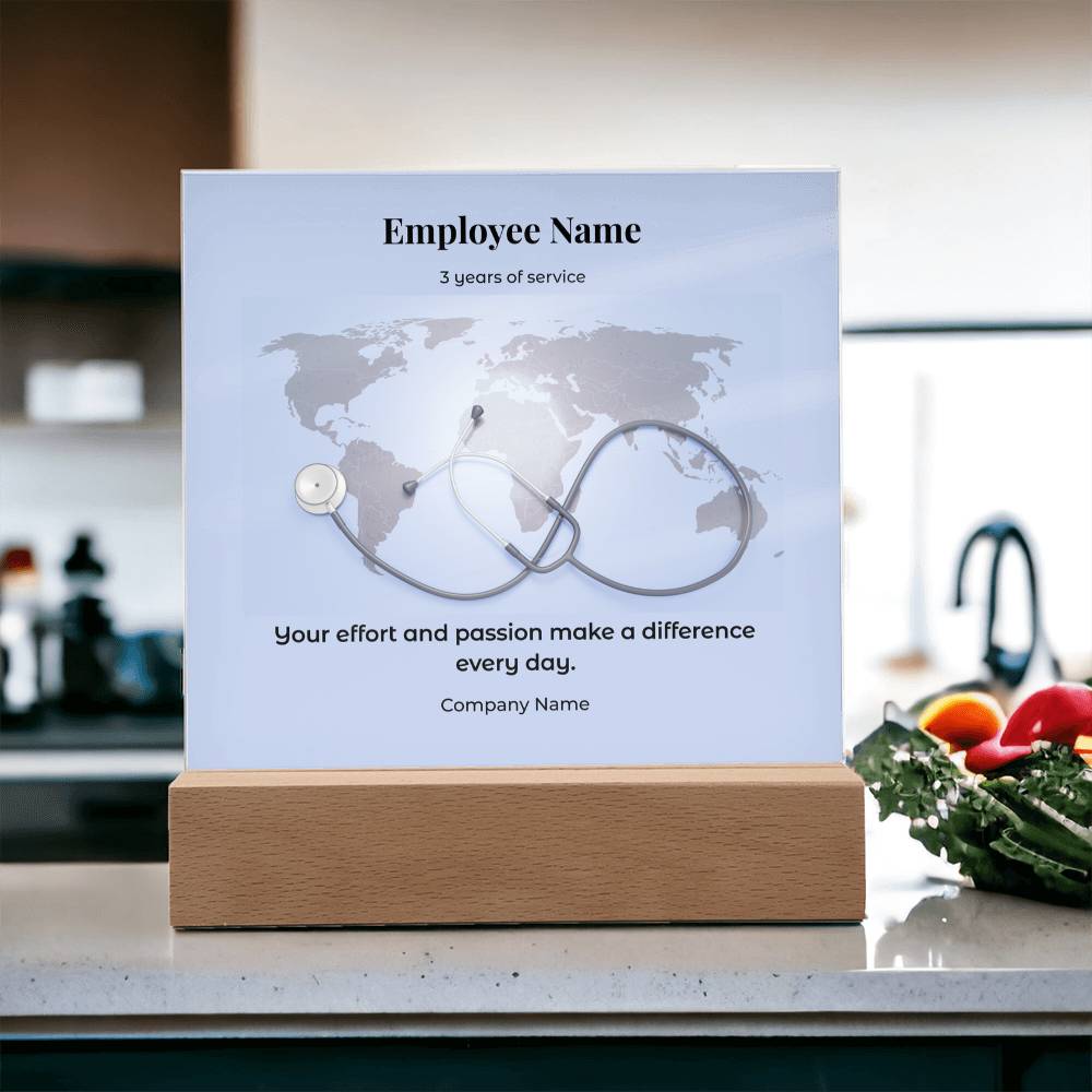 Acrylic Square Plaque -Employee Recognition 3 years