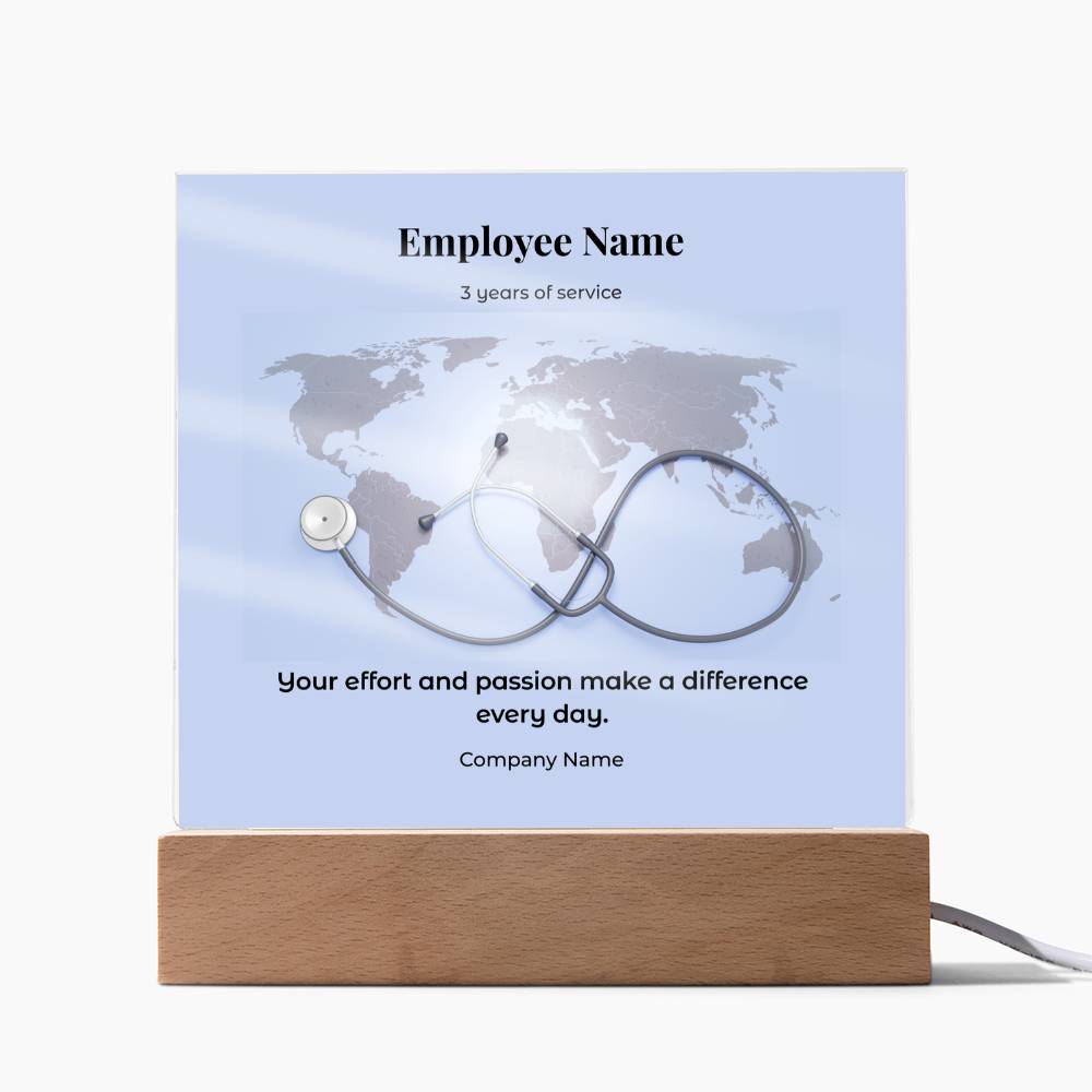 Acrylic Square Plaque -Employee Recognition 3 years