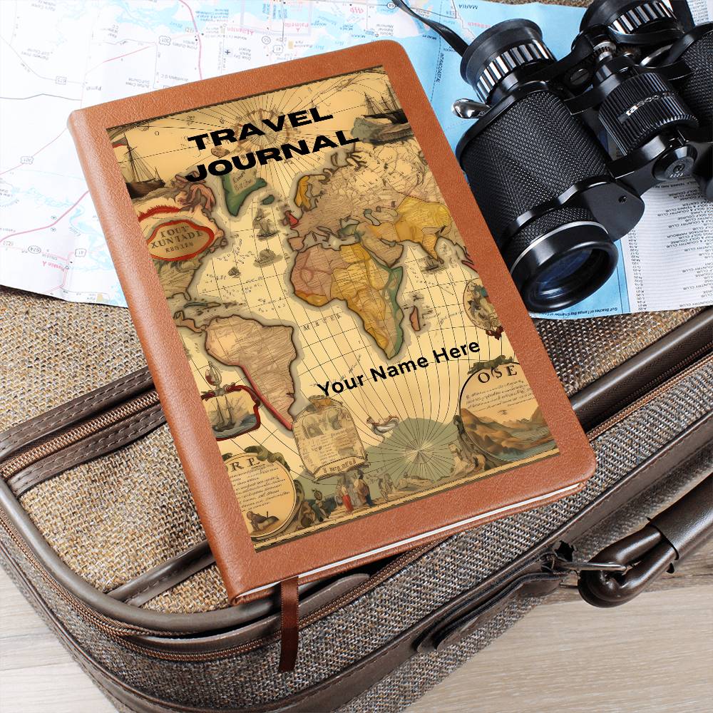 Graphic Leather Journal– Meaningful Travel Gift Journal-Map