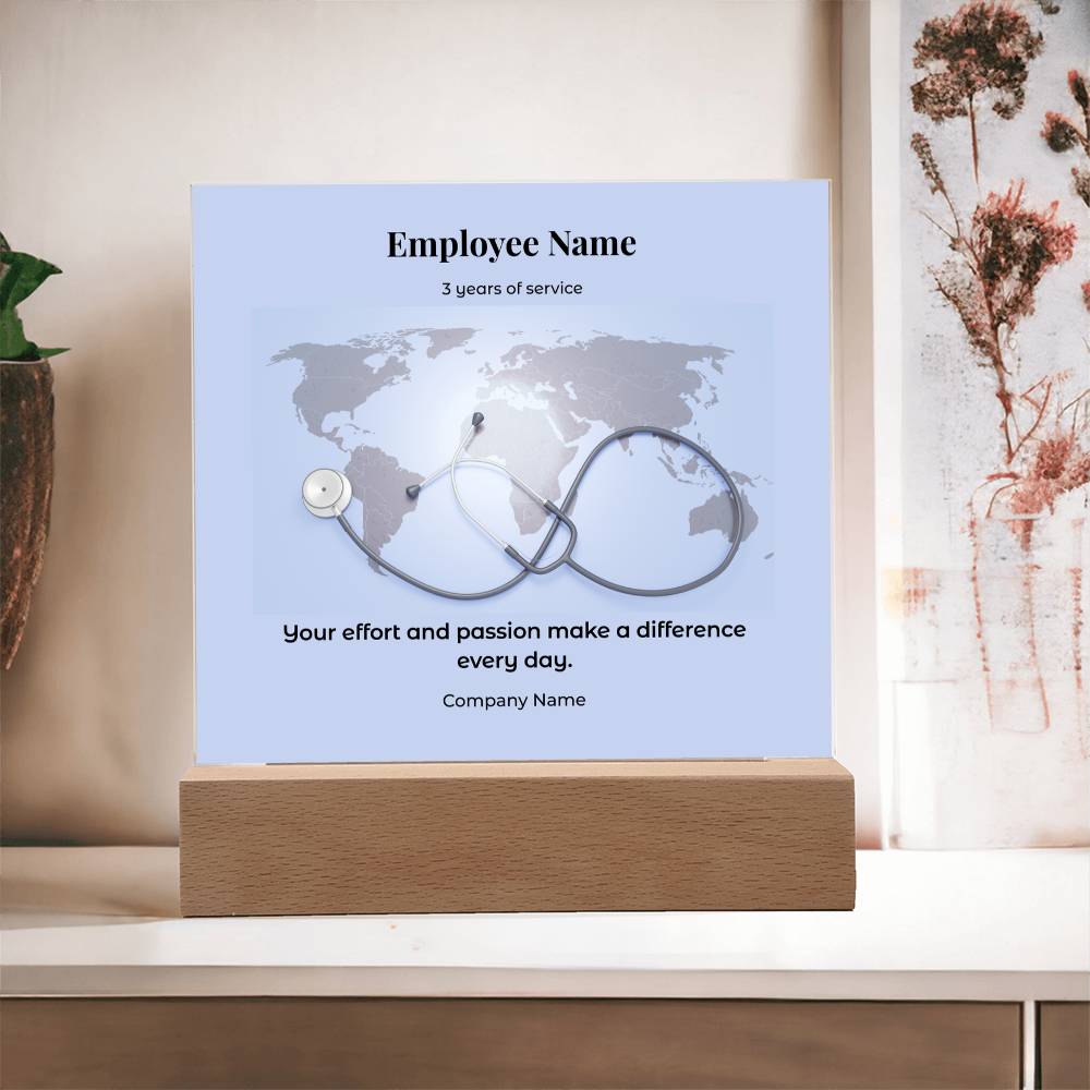 Acrylic Square Plaque -Employee Recognition 3 years