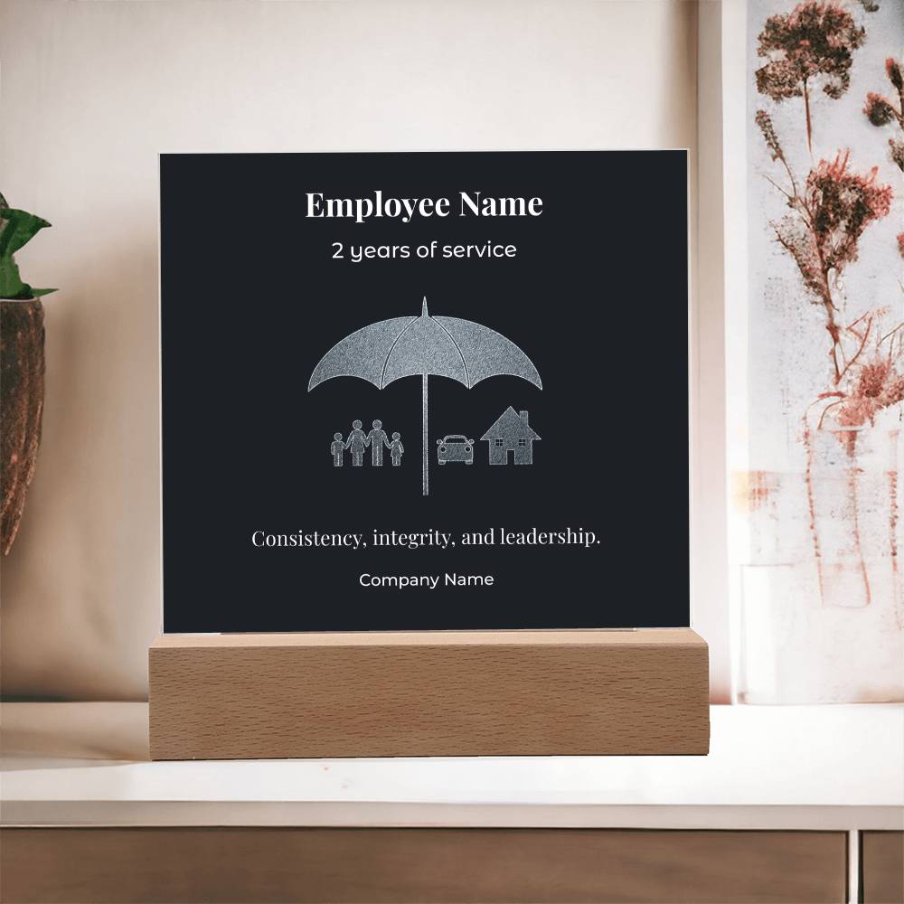 Acrylic Square Plaque -Employee Recognition 2 years