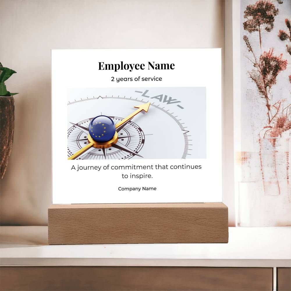 Acrylic Square Plaque -Employee Recognition 2 years