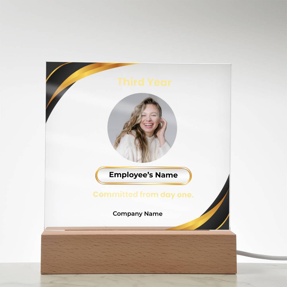3 Year Employee Milestone Acrylic Plaque