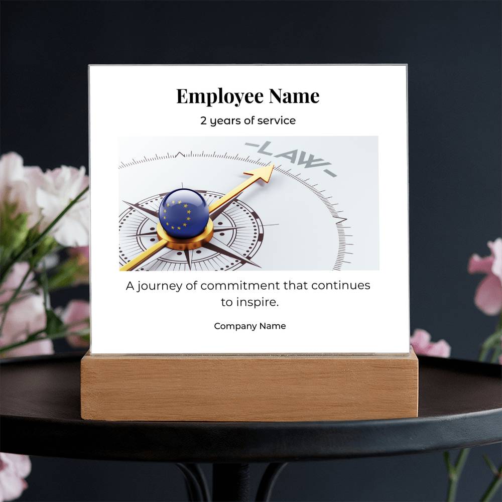 Acrylic Square Plaque -Employee Recognition 2 years