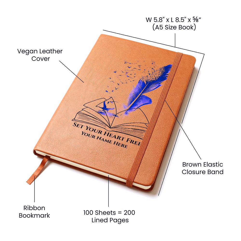 Graphic Leather Journal-Personalized Self Discovery- Blue Pen