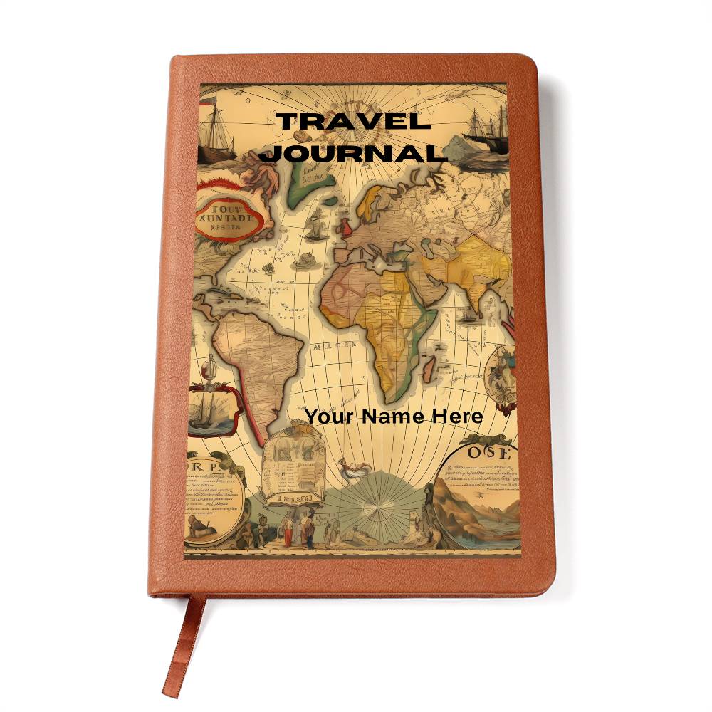 Graphic Leather Journal– Meaningful Travel Gift Journal-Map