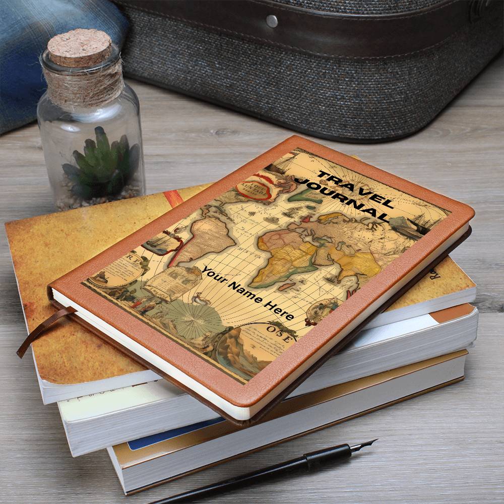 Graphic Leather Journal– Meaningful Travel Gift Journal-Map
