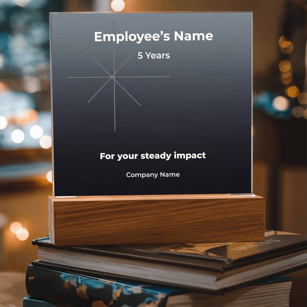 Acrylic Square Plaque-Employee Milestone 5 yrs