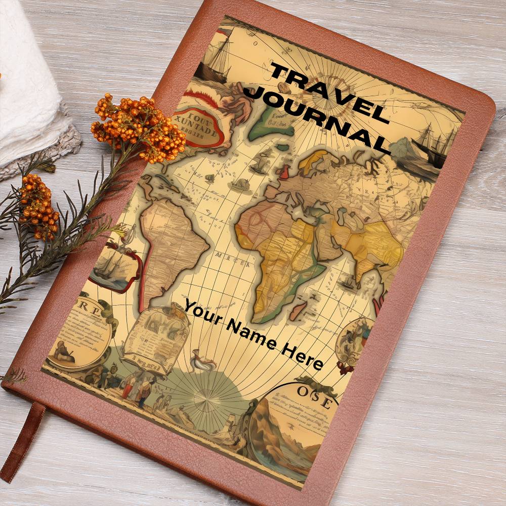 Graphic Leather Journal– Meaningful Travel Gift Journal-Map