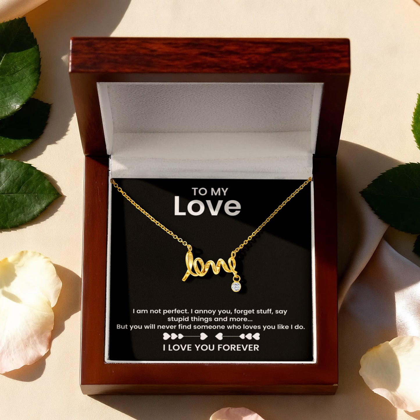 "Love" Script Necklace for her