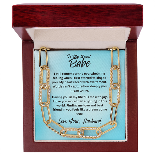 Wife-CZ Paperclip Chain Necklace, To show you're thinking of her (93)