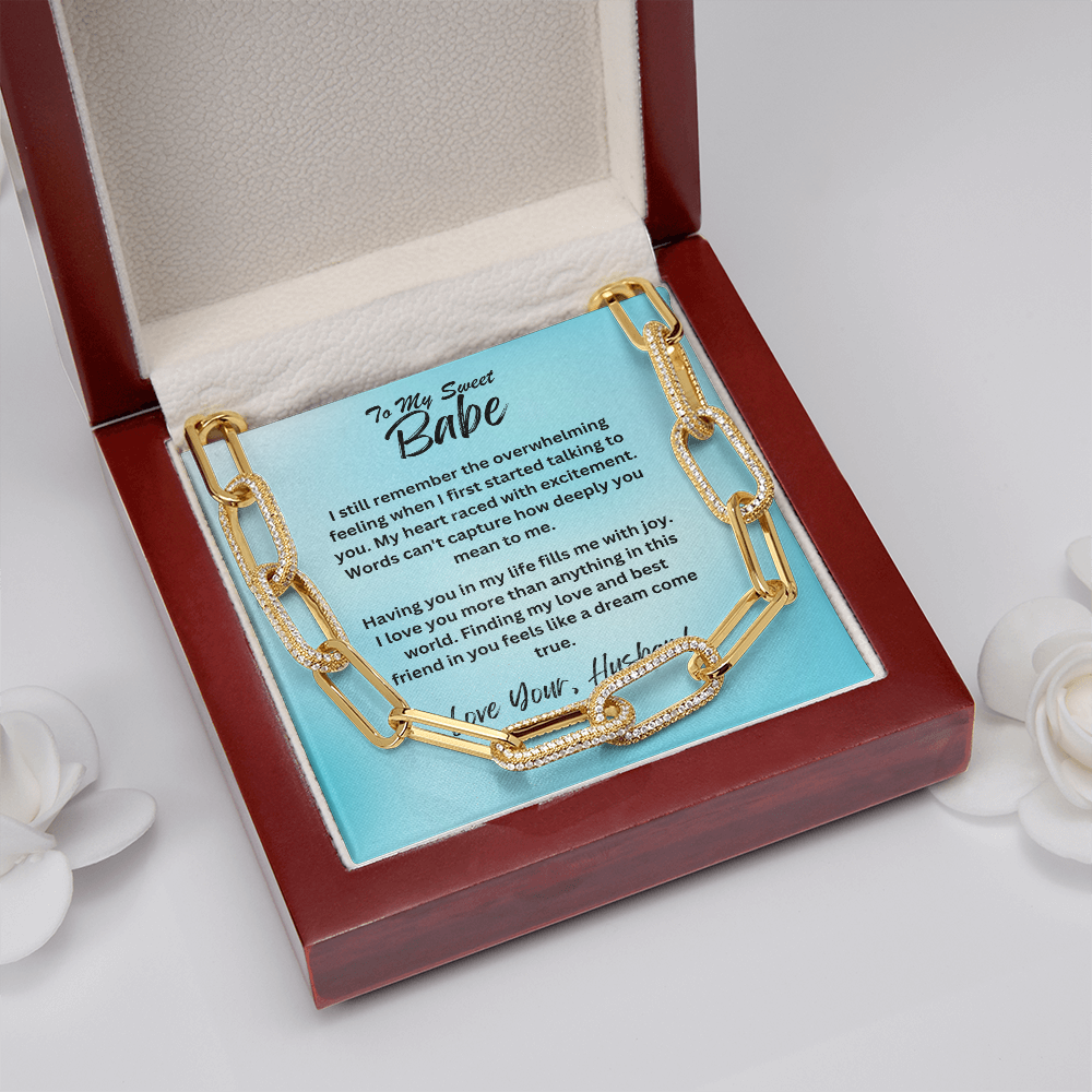 Wife-CZ Paperclip Chain Necklace, To show you're thinking of her (93)