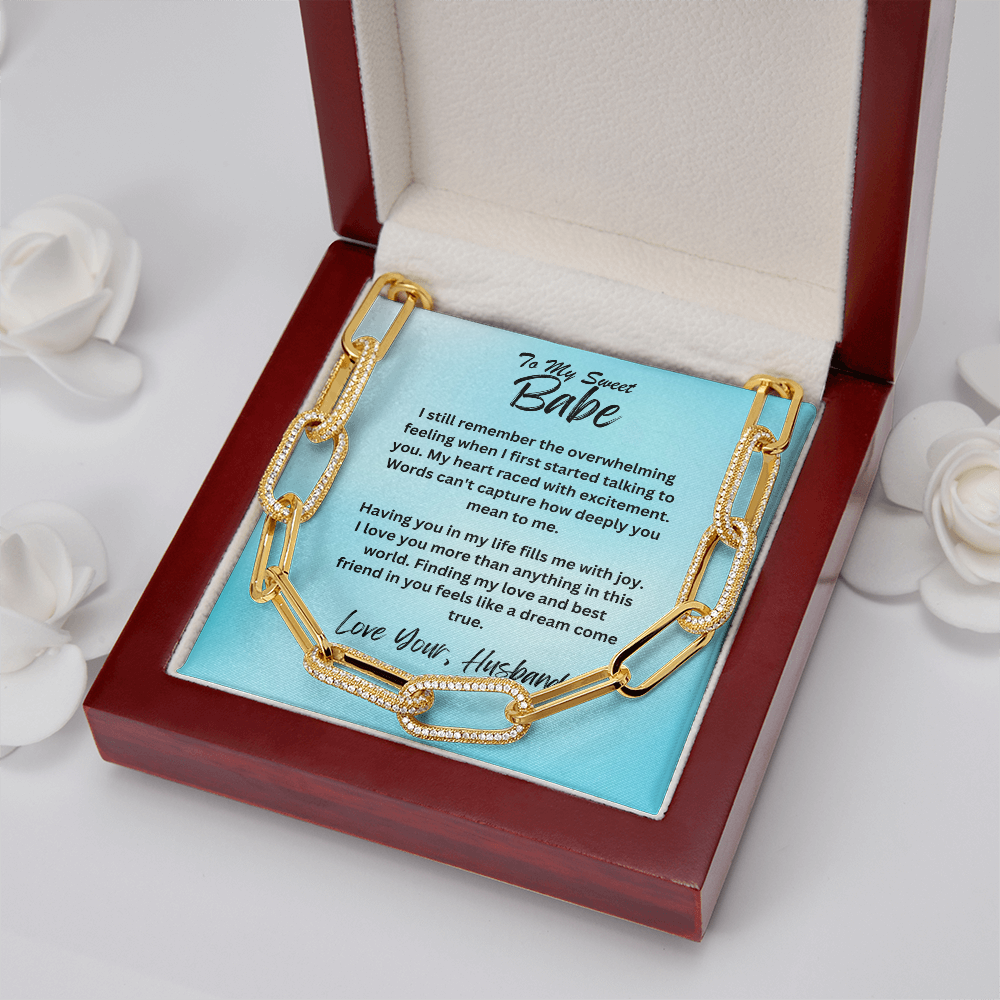 Wife-CZ Paperclip Chain Necklace, To show you're thinking of her (93)