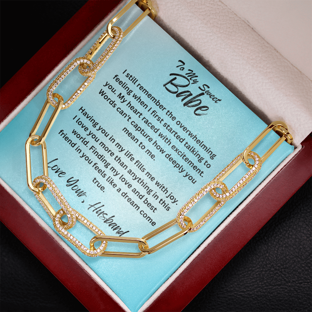 Wife-CZ Paperclip Chain Necklace, To show you're thinking of her (93)