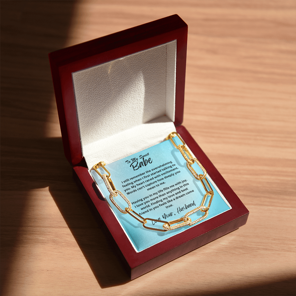 Wife-CZ Paperclip Chain Necklace, To show you're thinking of her (93)