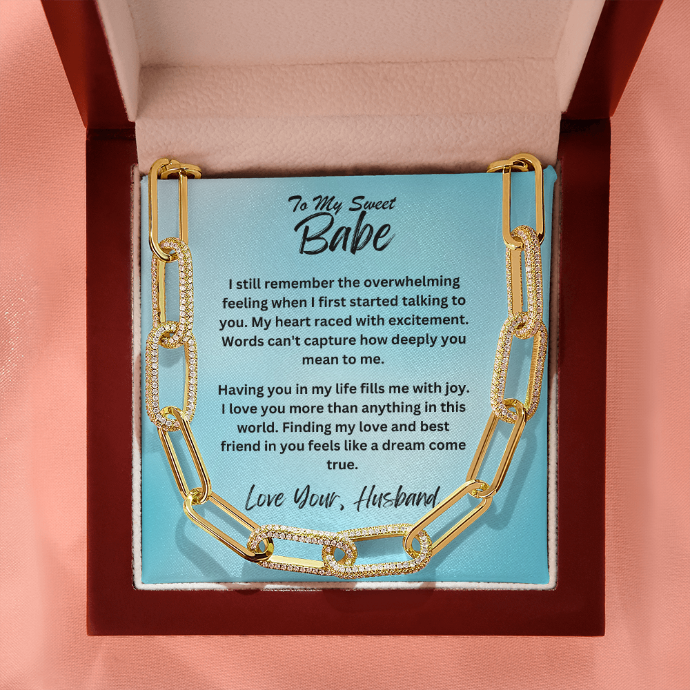 Wife-CZ Paperclip Chain Necklace, To show you're thinking of her (93)
