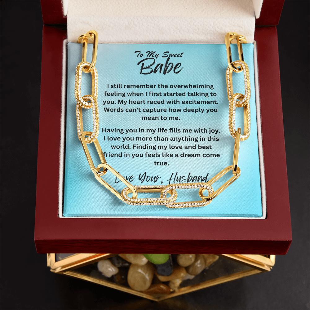 Wife-CZ Paperclip Chain Necklace, To show you're thinking of her (93)