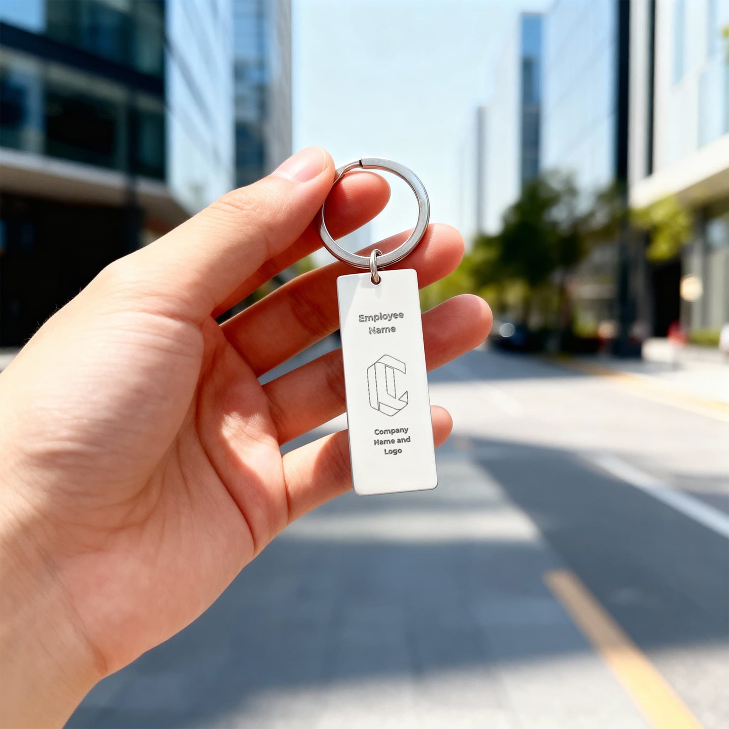 Engraved Rectangle Keychain- Business Branded keychain-Employee