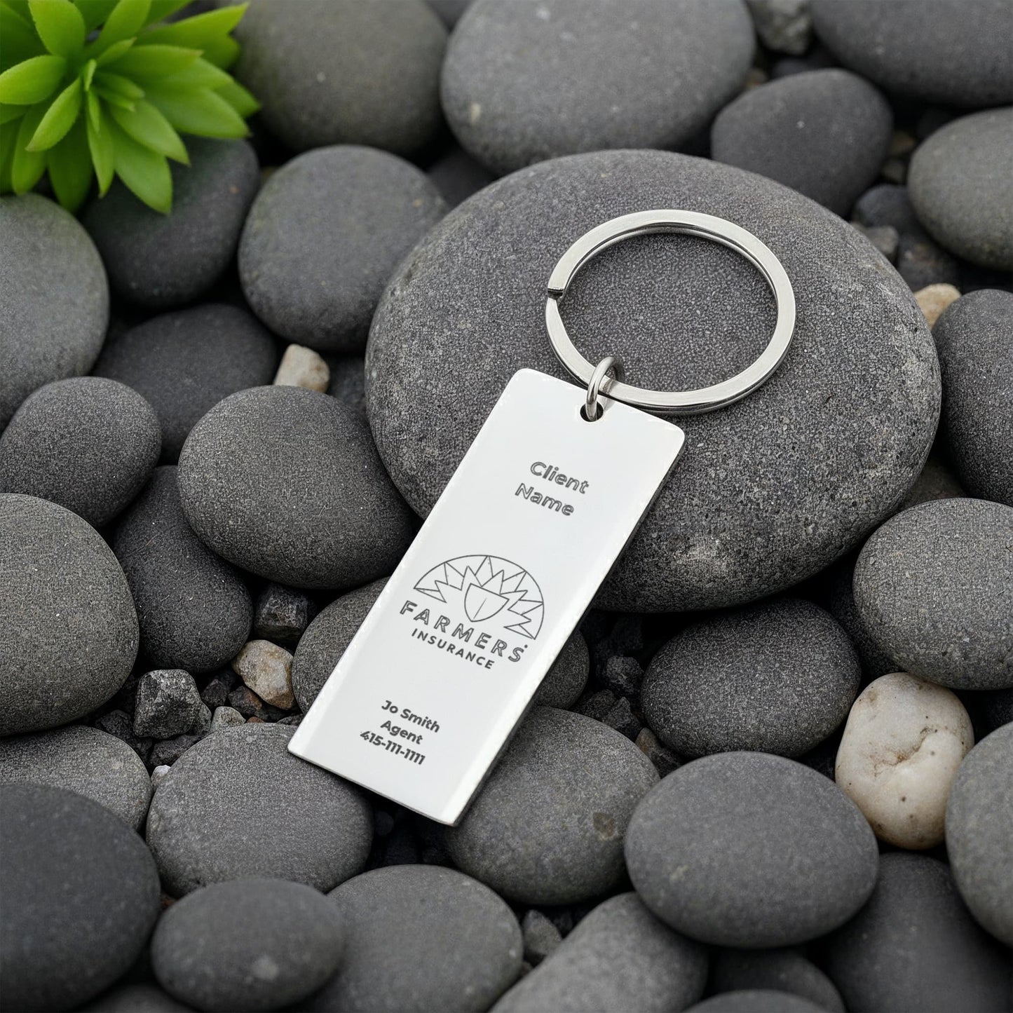 Engraved Rectangle Keychain- Customer Gift-Farmers Logo