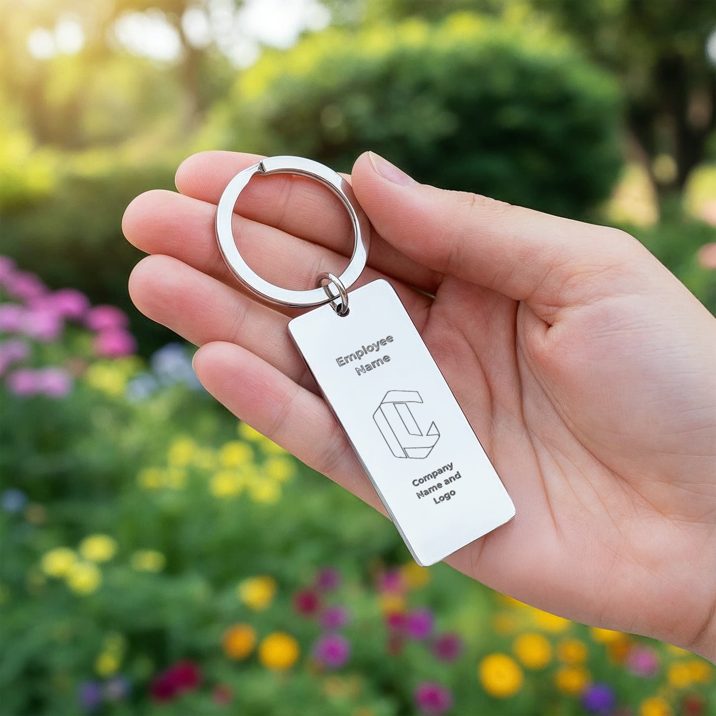 Engraved Rectangle Keychain- Business Branded keychain-Employee