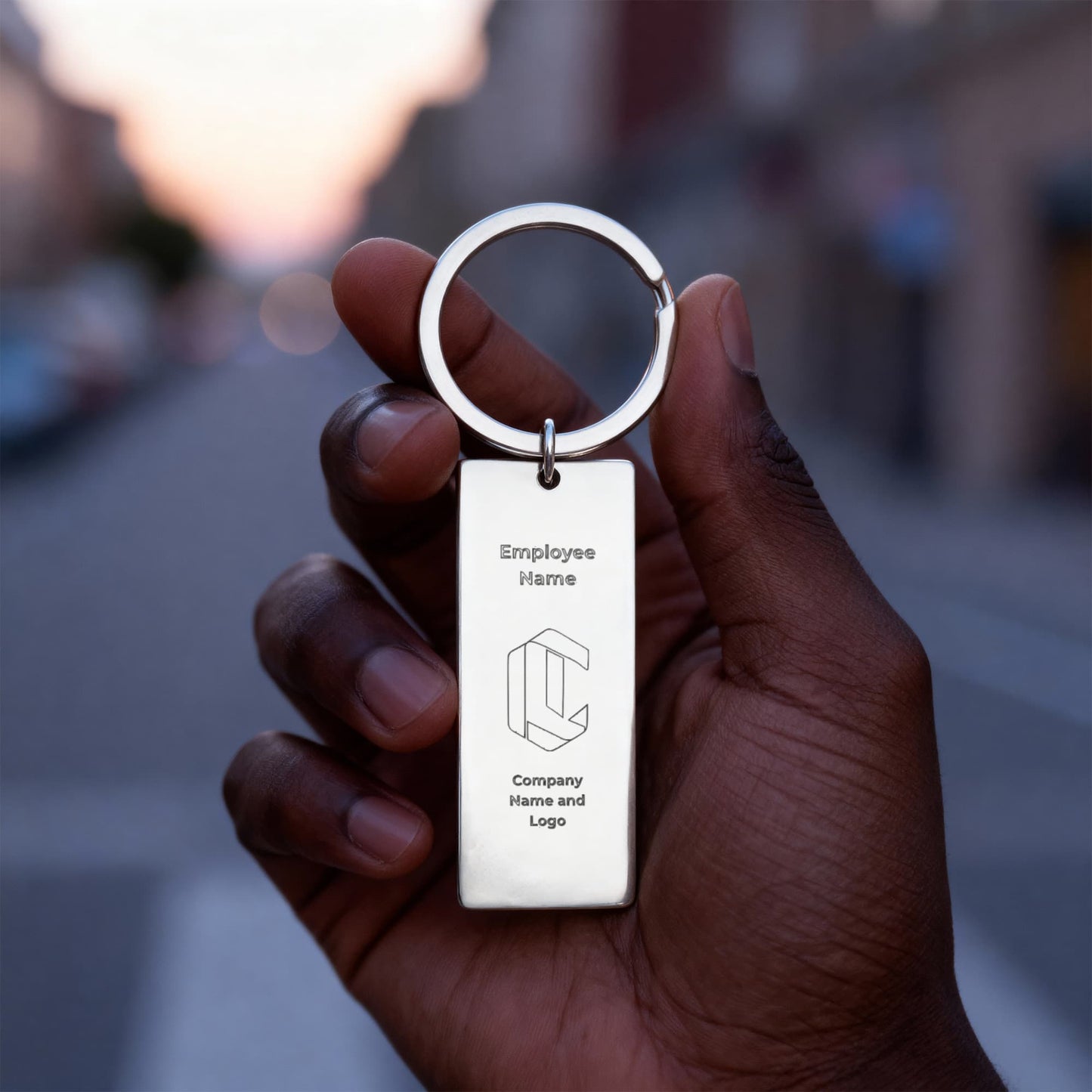 Engraved Rectangle Keychain- Business Branded keychain-Employee