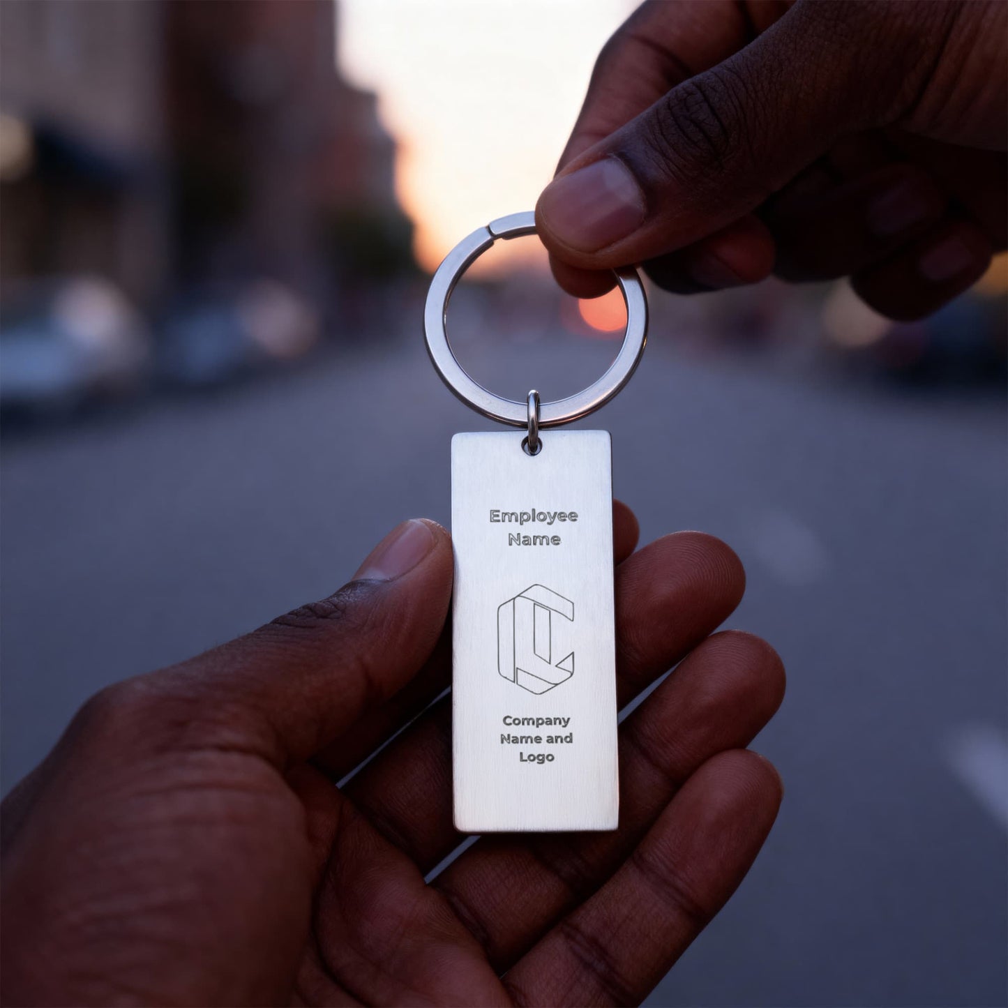 Engraved Rectangle Keychain- Business Branded keychain-Employee
